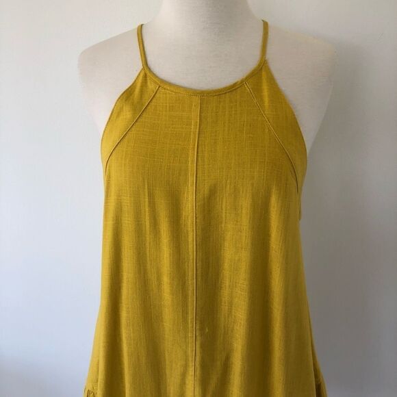 HYFVE Yellow Lime Halter Tiered Mini Dress Summer - Picture 4 of 9